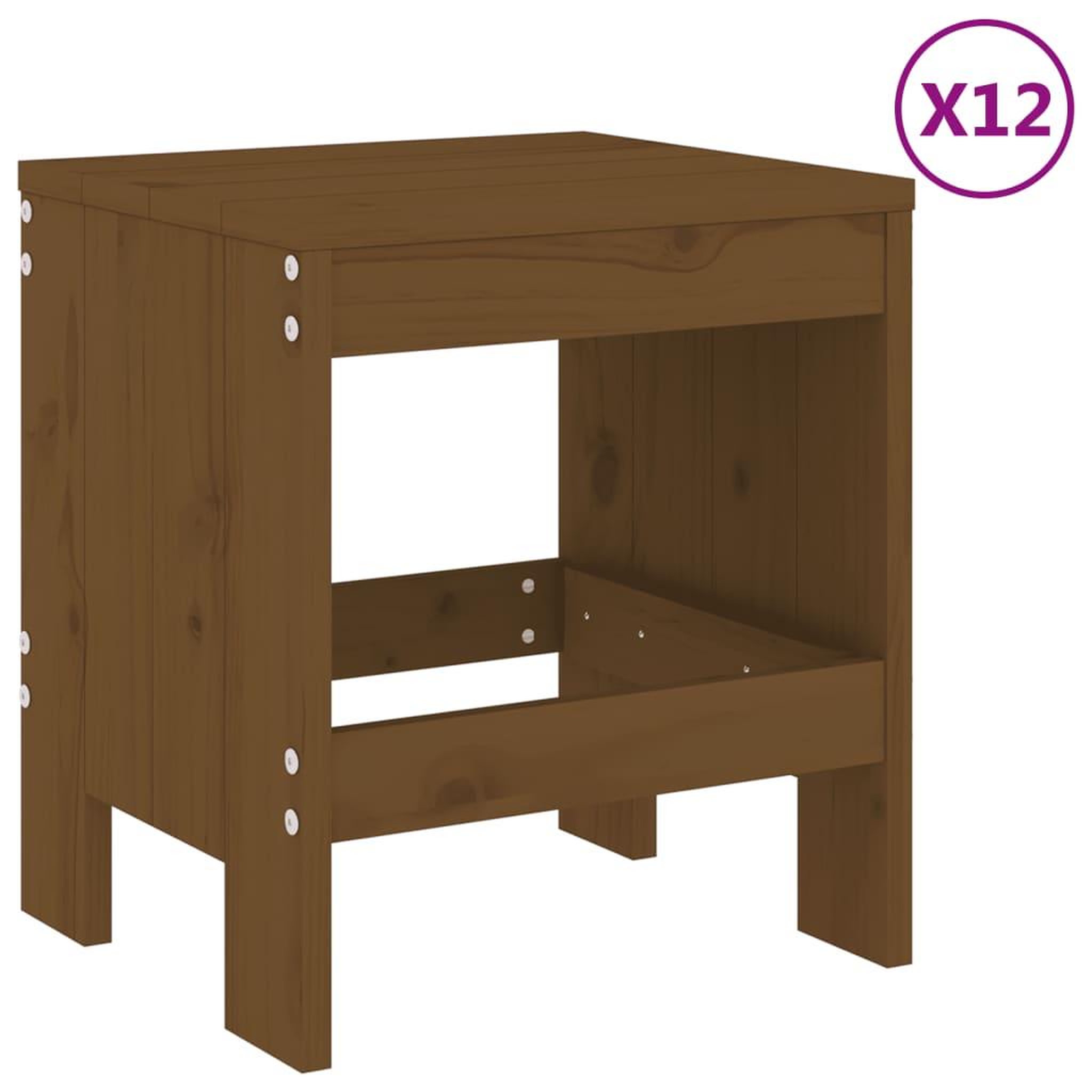 Voir la diapositive 3 : VIDAXL Ensemble a manger de jardin 13 pcs marron miel bois pin massif