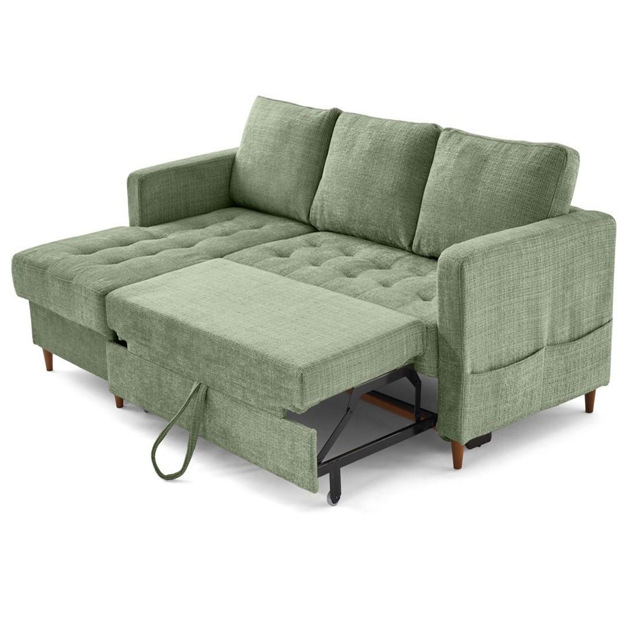Voir la diapositive 2 : BEST MOBILIER Anna - canapé d'angle gauche 4 places convertible avec coffre en velours texturé
