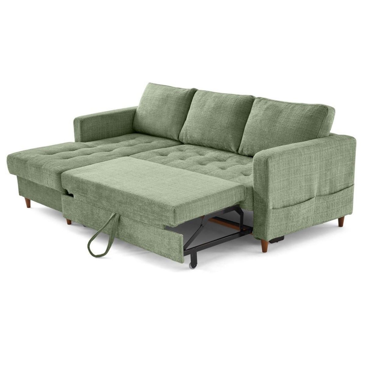 LISA DESIGN Anna - canapé d'angle gauche 4 places convertible avec coffre en velours texturé