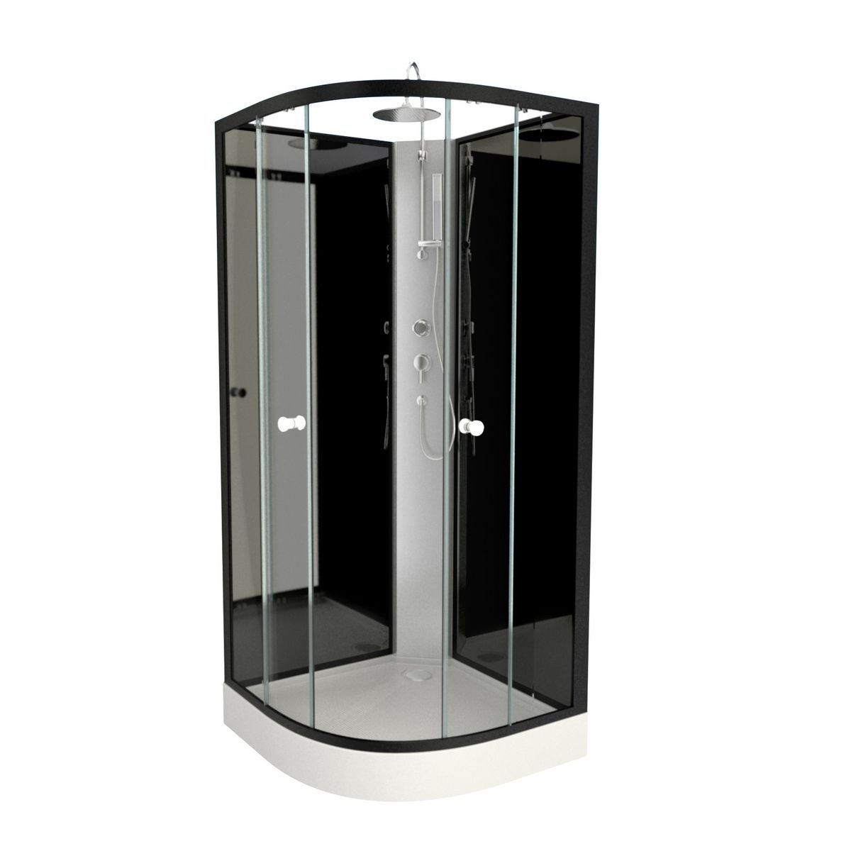 Aurlane Cabine de douche quart de rond noire 85x85 cm - GRAPHITE