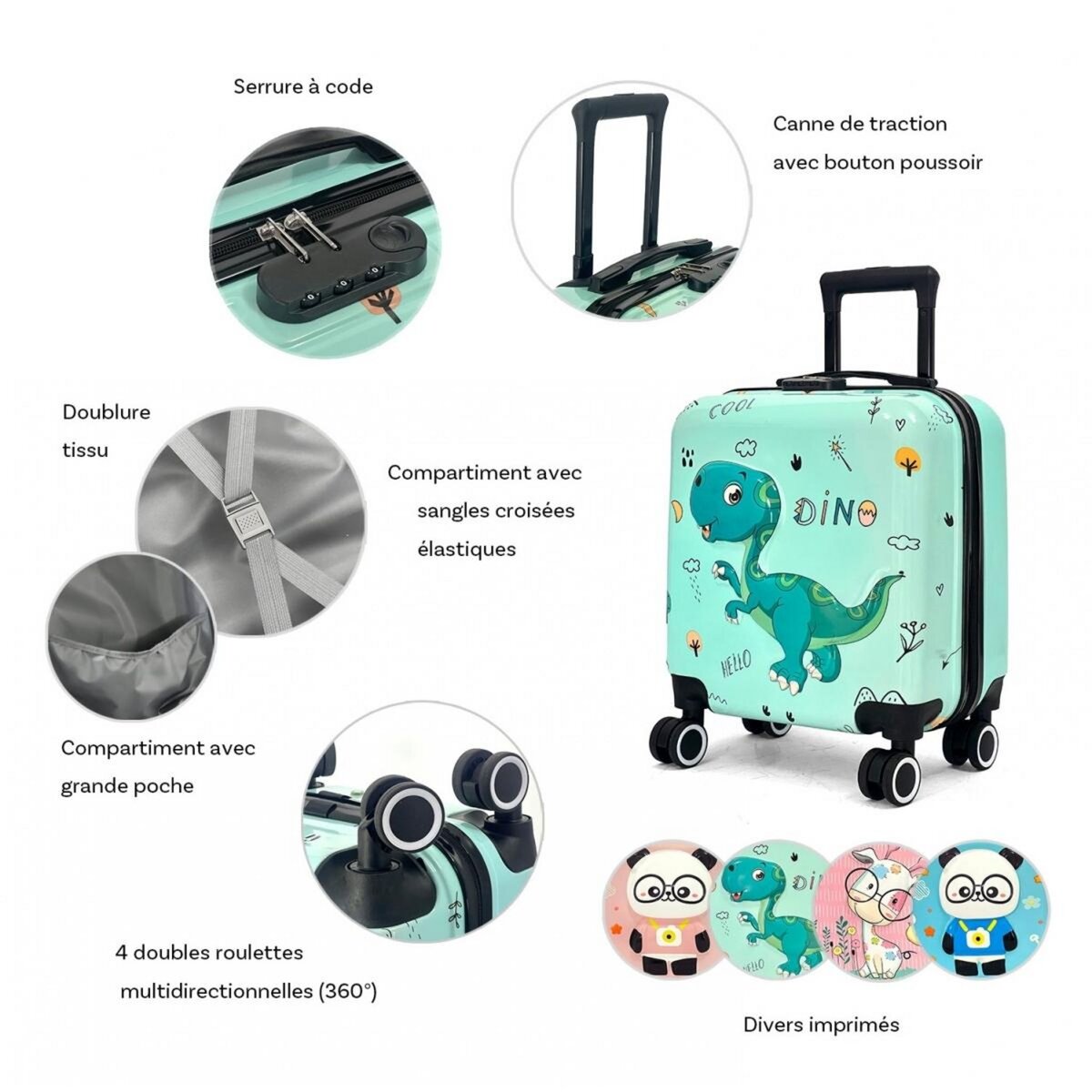 Les Sacs de K'rlot Valise cabine rigide motif 3D 46cm