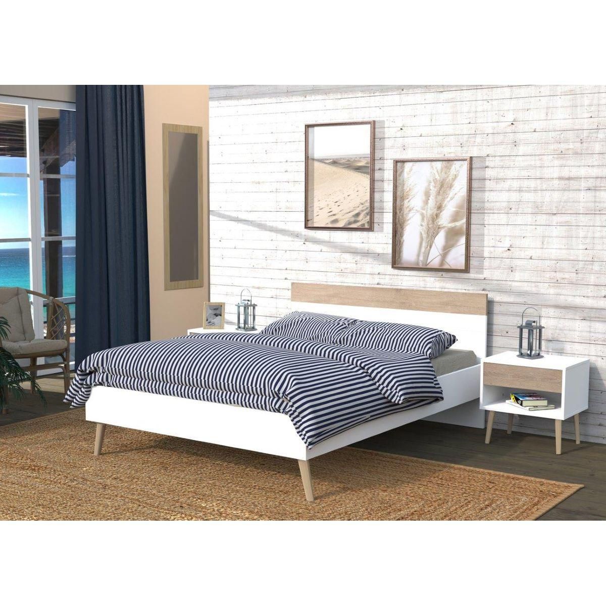 Lit 140x190cm esprit scandinave RAGNAR