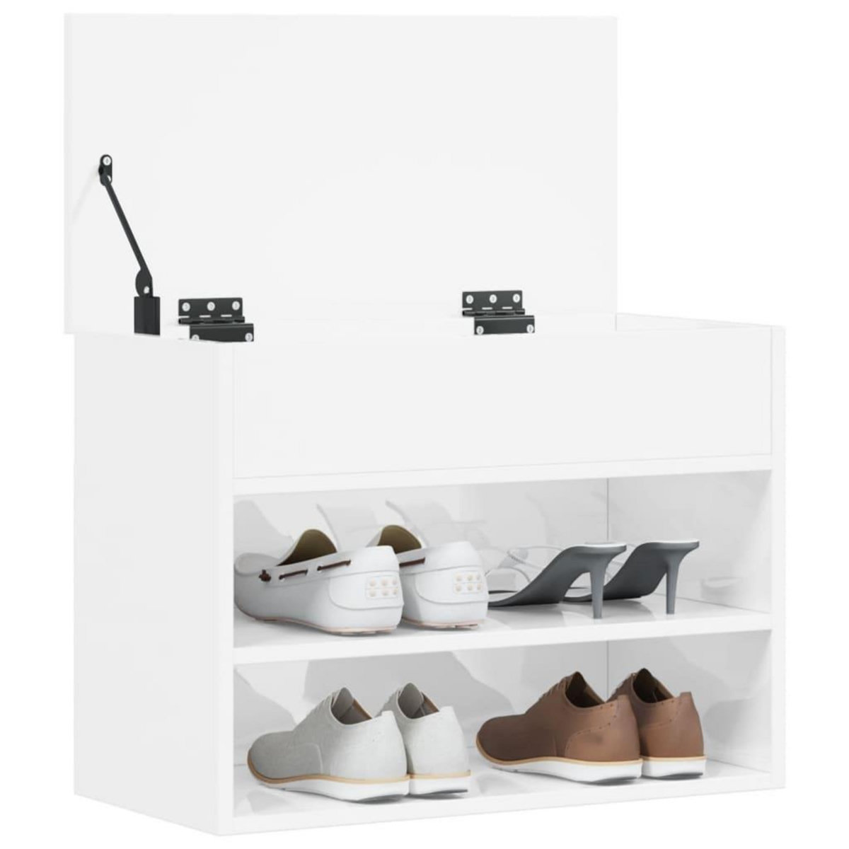 VIDAXL Banc a chaussures Blanc brillant 60x30x45 cm Bois d'ingenierie