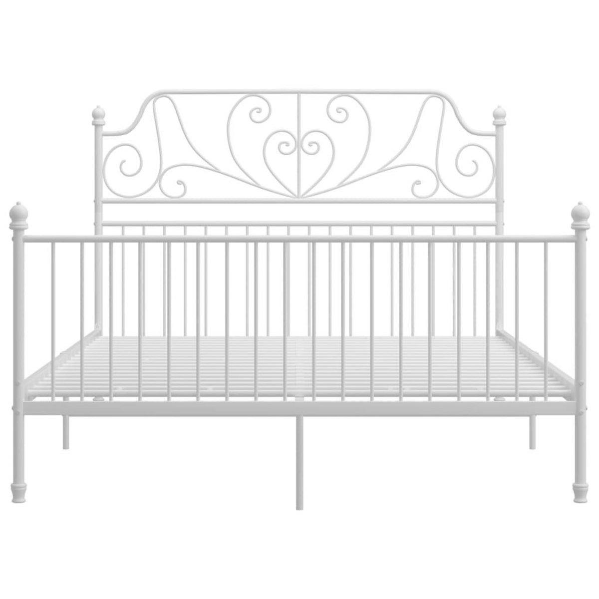 VIDAXL Cadre de lit et tete de lit sans matelas blanc 140x200 cm metal