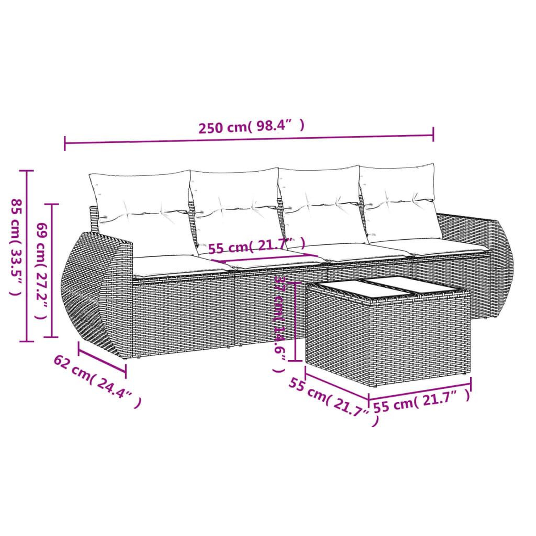 Voir la diapositive 4 : VIDAXL Salon de jardin avec coussins 5 pcs marron resine tressee