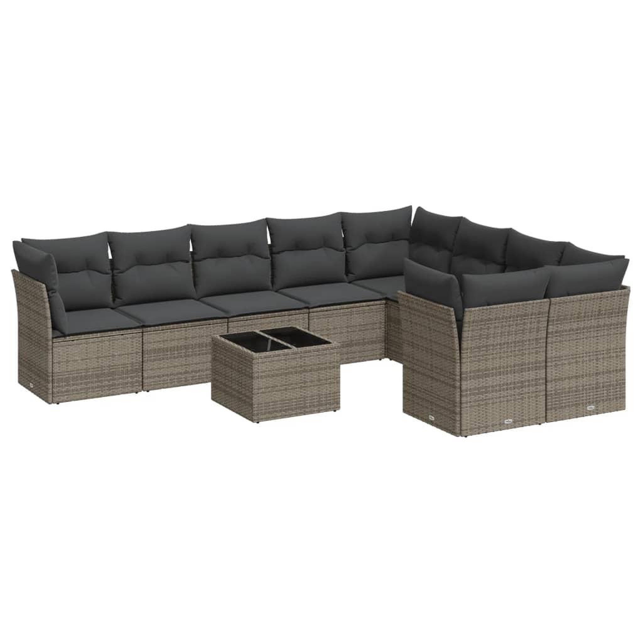Voir la diapositive 2 : VIDAXL Salon de jardin avec coussins 10 pcs gris resine tressee