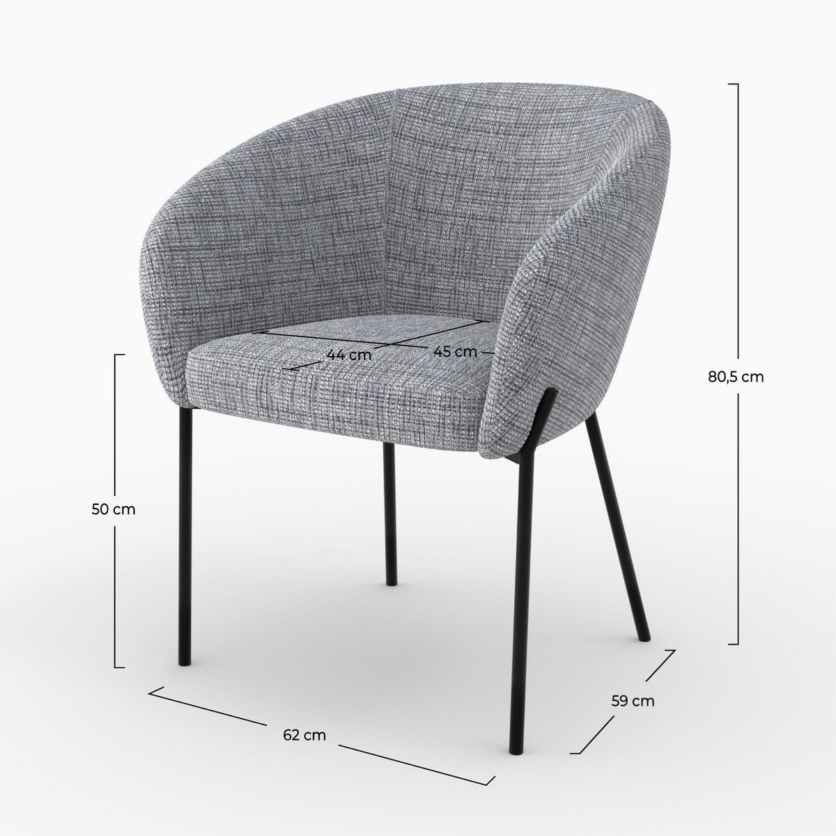 Rendez vous déco Chaise en tissu blanc chiné - Andy