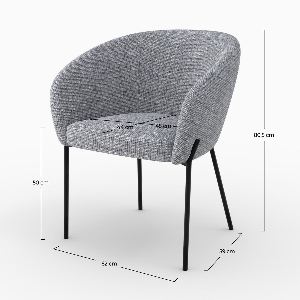 Rendez vous déco Chaise en tissu blanc chiné - Andy