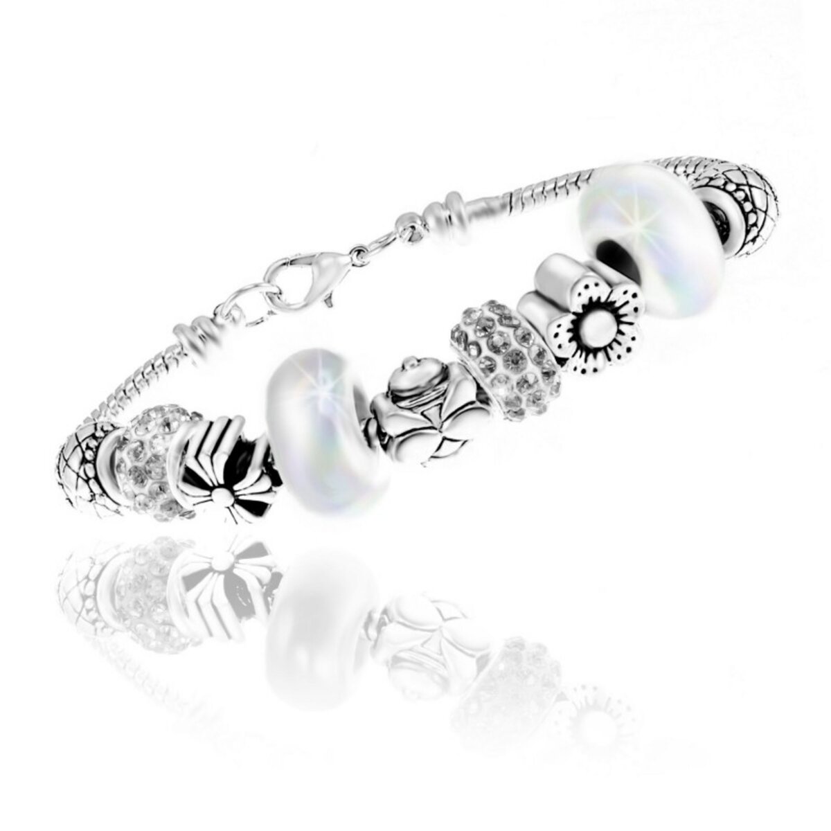 SC CRYSTAL Bracelet perles SC Crystal orné de Cristaux scintillants