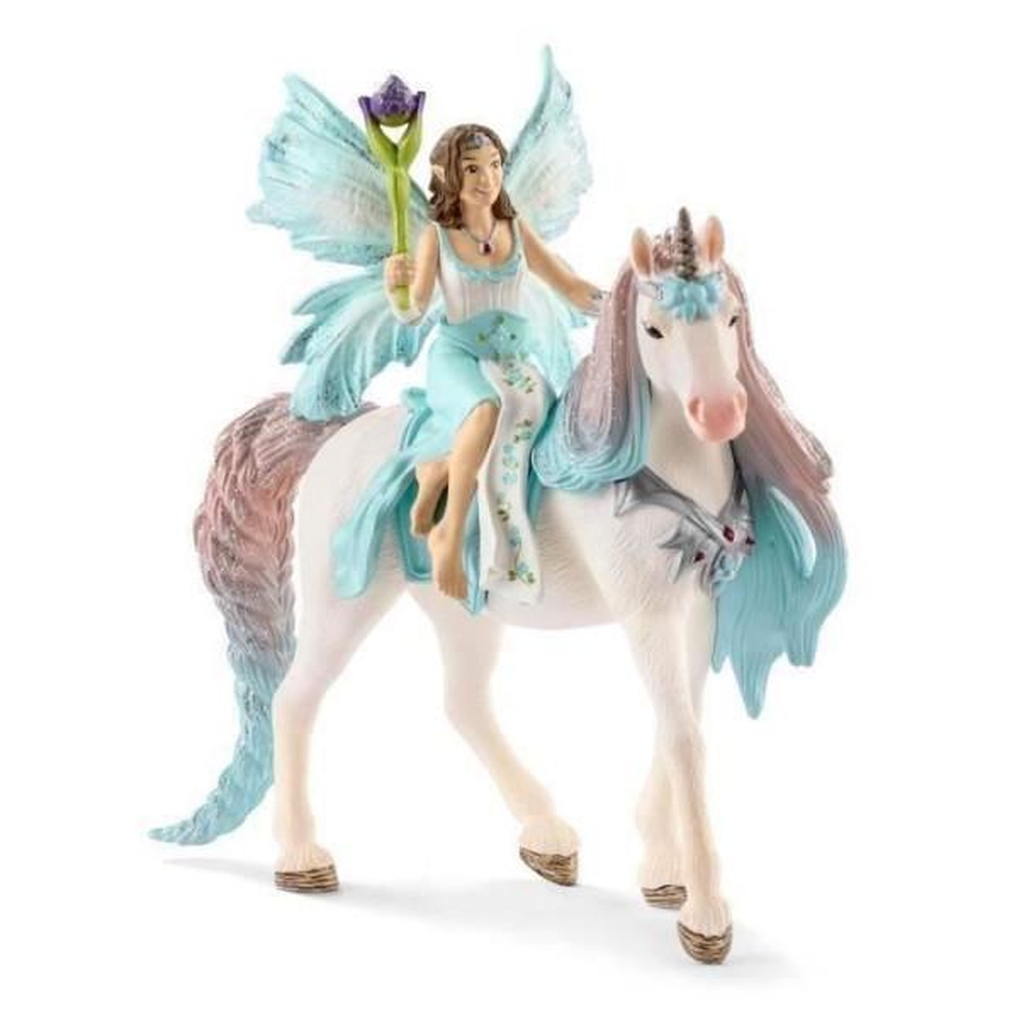 Schleich Coffret de Figurines Fée Eyela avec Jouet Licorne de Princesse - Princesse Volante avec Figurine Licorne et Baguette Magique -