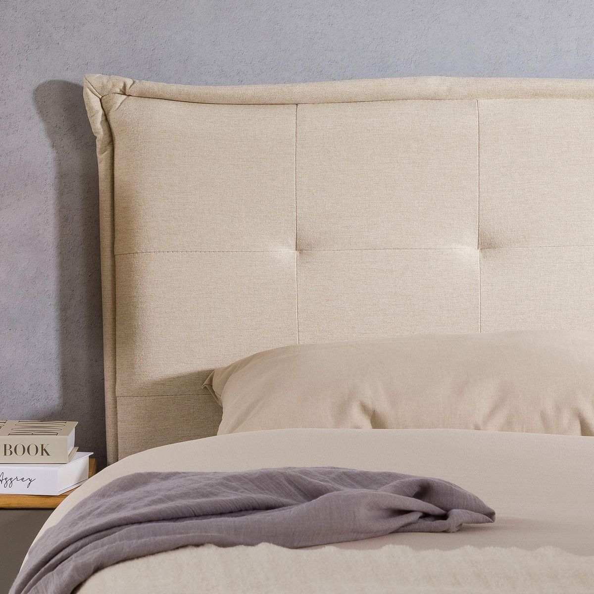 IDIMEX Tête de lit EBEYA 120 capitonnée sur pieds, en tissu