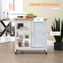 Voir la diapositive 4 : HOMCOM Desserte de cuisine style contemporain - porte, tiroir, 3 étagères - poignées métal MDF blanc plateau bois pin