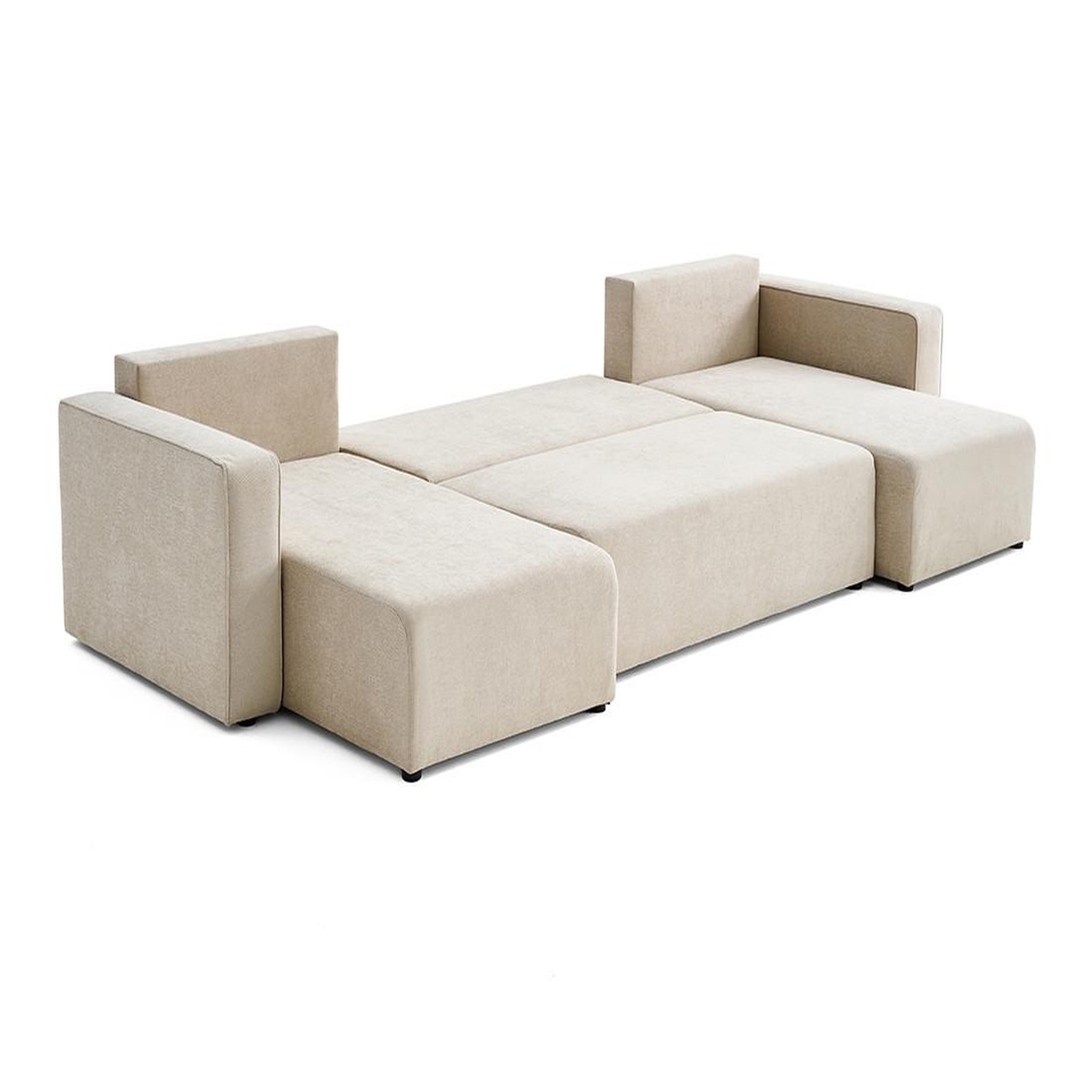Voir la diapositive 3 : BEST MOBILIER Topaze - canapé panoramique - 7 places - convertible avec coffre - en tissu