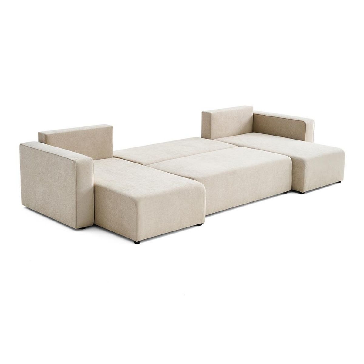 BEST MOBILIER Topaze - canapé panoramique - 7 places - convertible avec coffre - en tissu