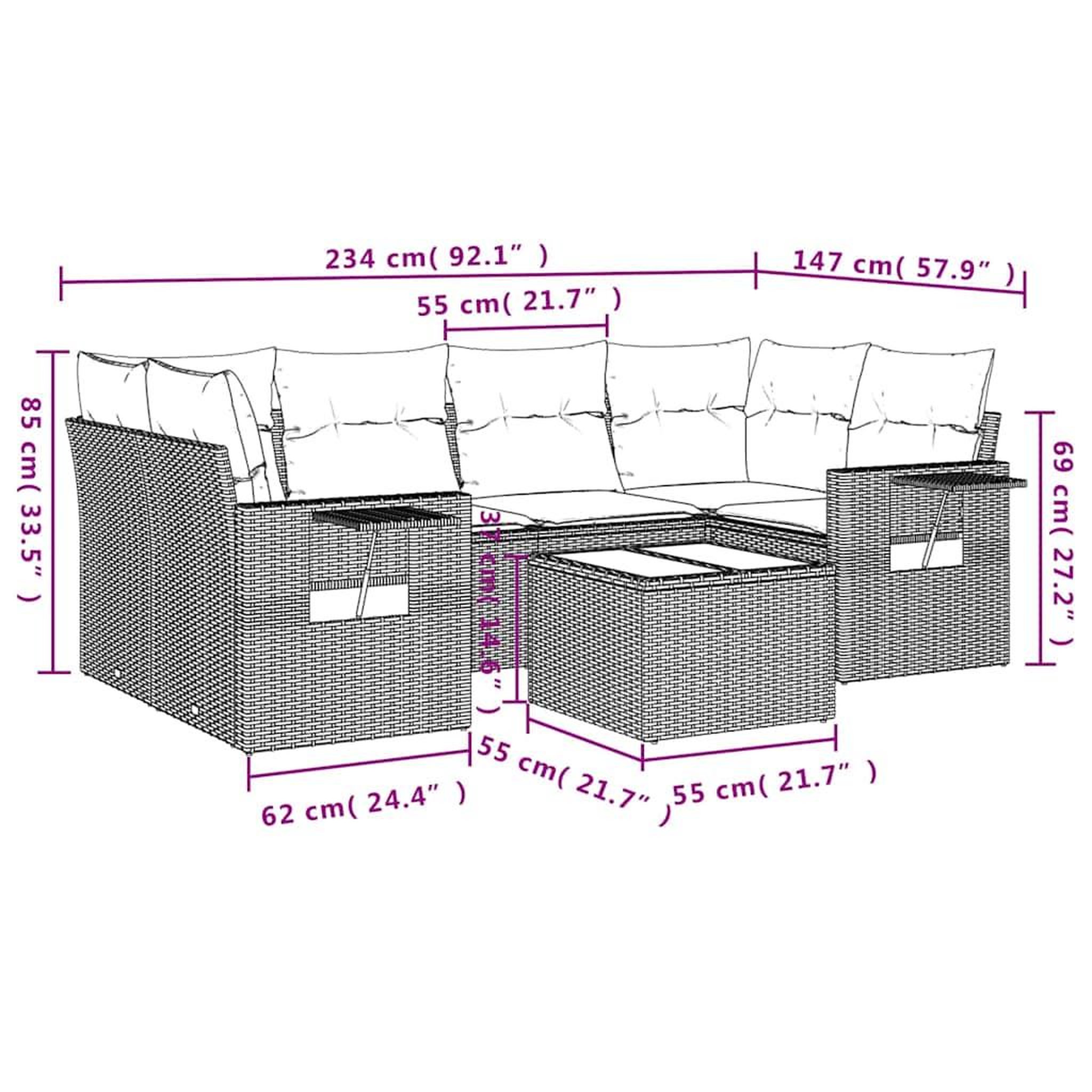 Voir la diapositive 6 : VIDAXL Salon de jardin avec coussins 7 pcs gris clair resine tressee