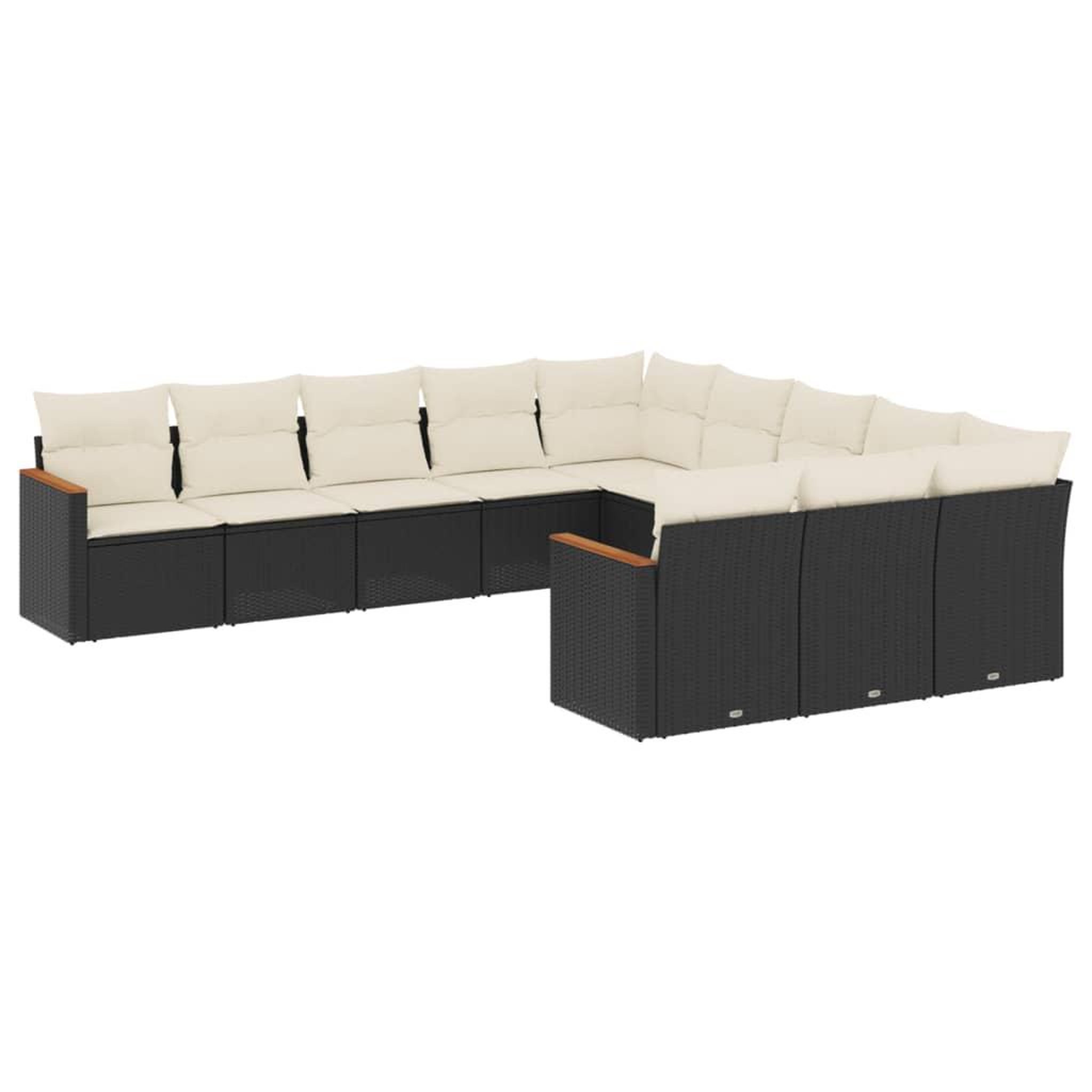 Voir la diapositive 2 : VIDAXL Salon de jardin 11 pcs avec coussins noir resine tressee
