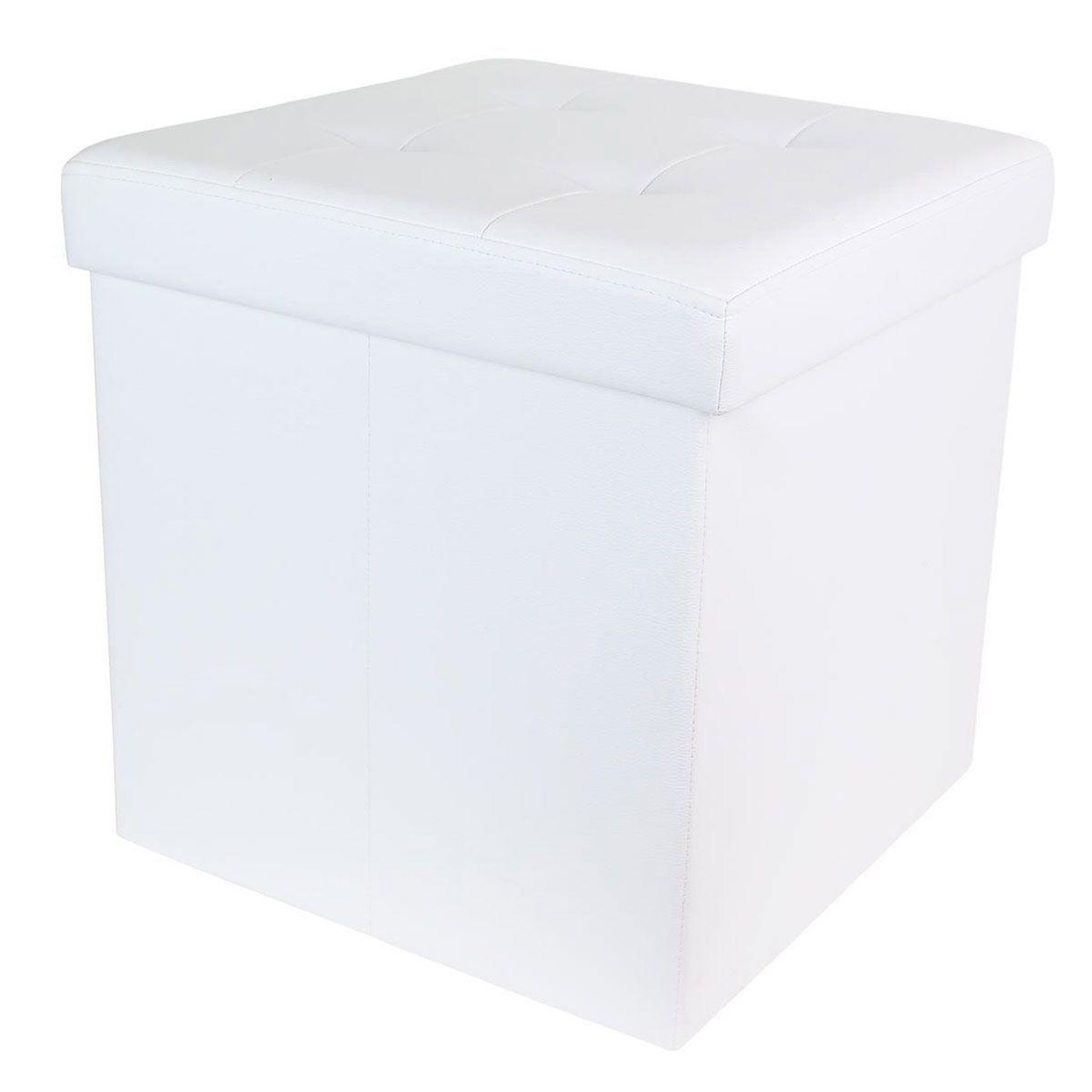 The Home Deco Factory Pouf coffre pliable capitonné  cesaro  37cm blanc