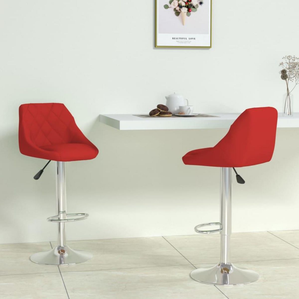 VIDAXL Tabourets de bar lot de 2 rouge bordeaux similicuir
