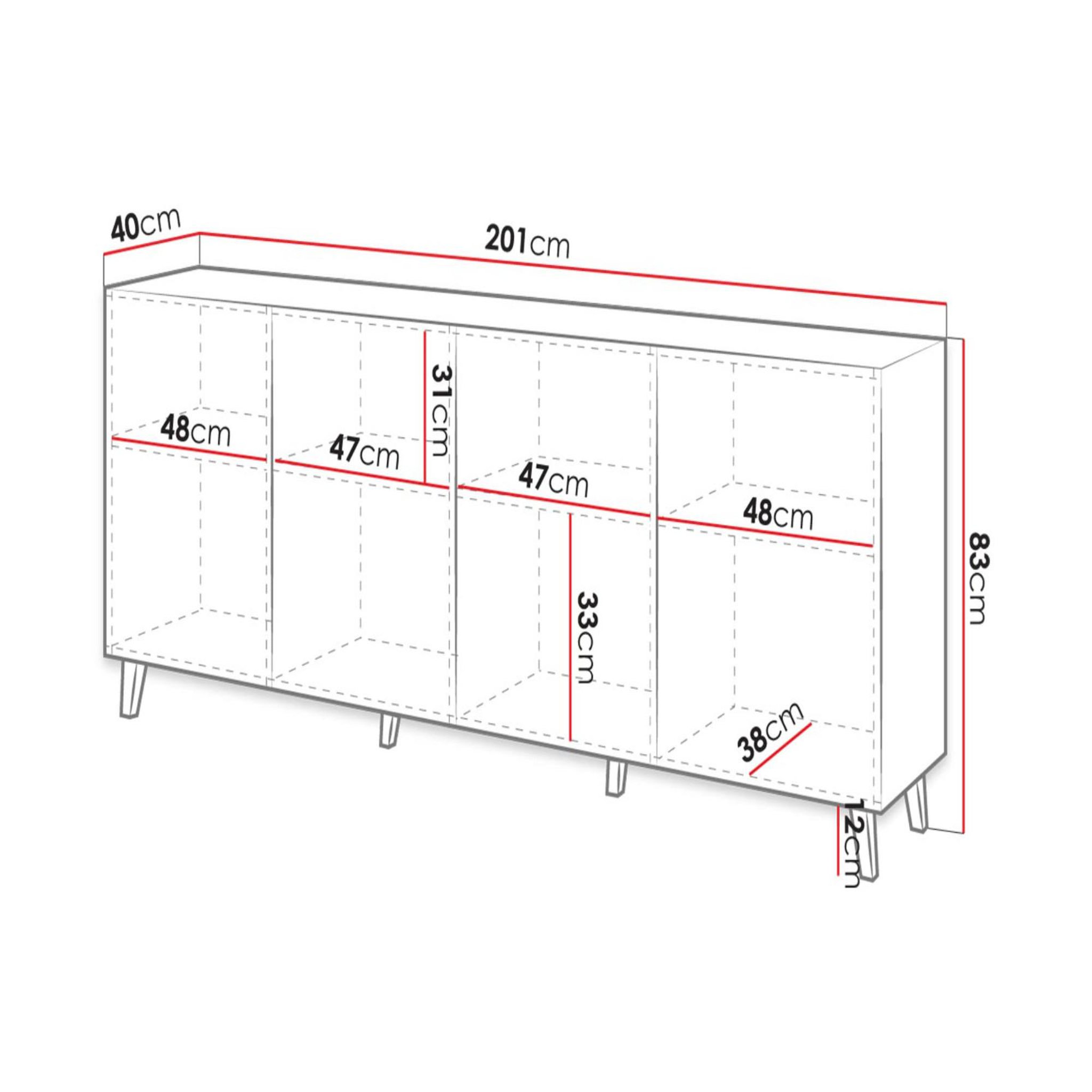 Voir la diapositive 6 : BEST MOBILIER Sanna - buffet bas - 4 portes - 200 cm