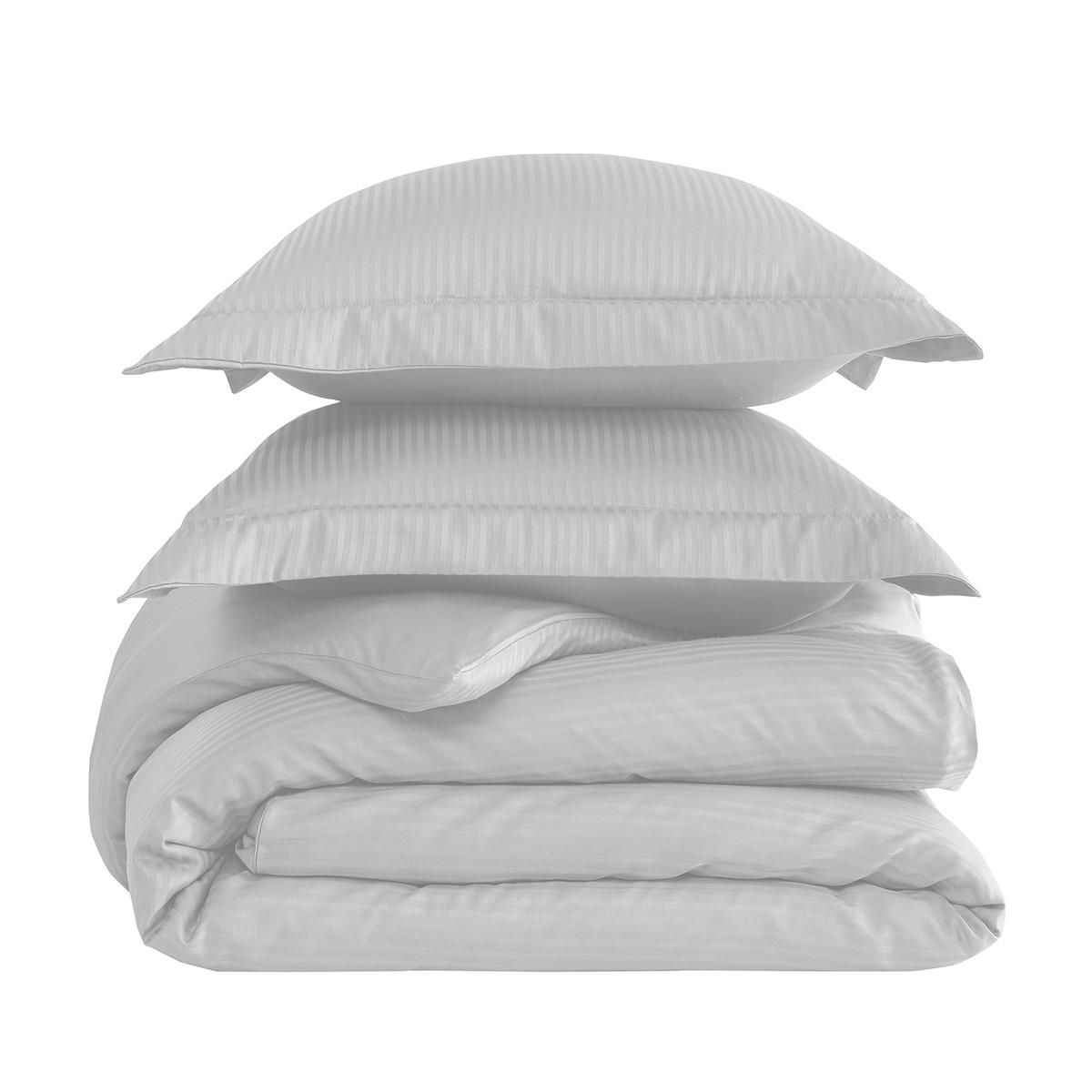 Sensei Maison Housse de couette rayée réversible satin de coton VERSALUXE