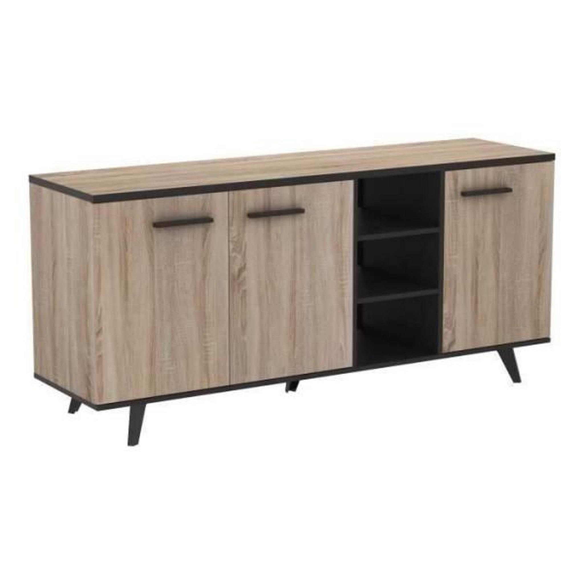 Voir la diapositive 2 : Demeyere Ensemble meuble tv table basse buffet wayne - mélaminé - style scandinave - chene brossé et noir