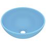 Voir la diapositive 2 : VIDAXL Lavabo rond de salle de bain Bleu clair mat 32,5x14cm Ceramique