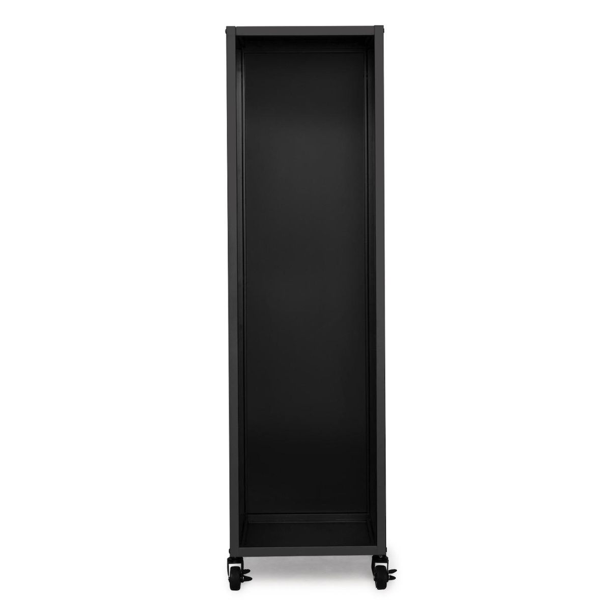 ID MARKET Range bûches vertical plein acier noir H. 112 CM pour cheminée avec roulettes