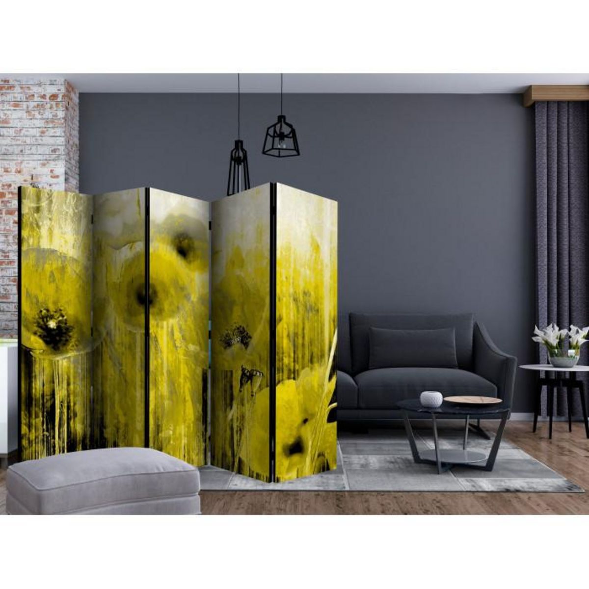 Paris Prix Paravent 5 Volets  Yellow Madness  172x225cm