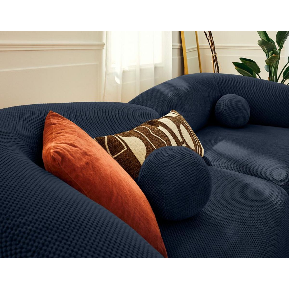 LISA DESIGN Charles - canapé droit 4 places en velours texturé