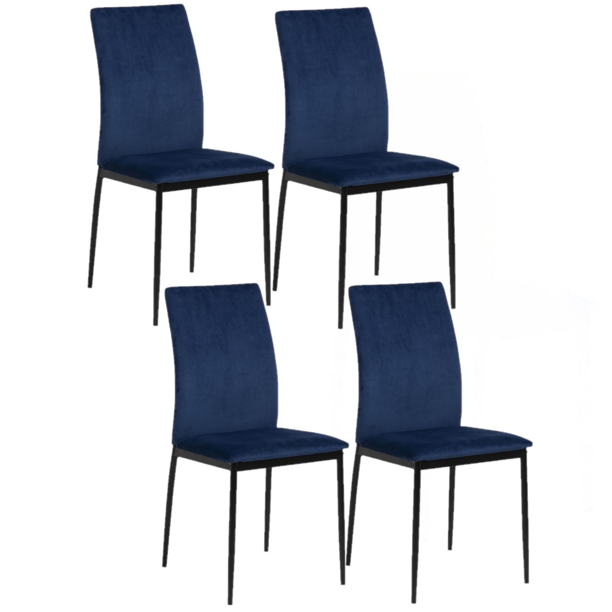 Voir la diapositive 1 : TOILINUX Lot de 4 Chaises de salle à manger Julia en tissu et métal