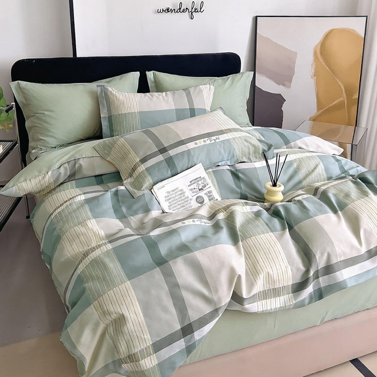Home collection Parure housse de couette 3 pcs 240x220 cm en percale de coton 80 fils Althé