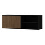 Voir la diapositive 1 : BEST MOBILIER Savanna - meuble tv suspendu - effet bois et noir - 2 niches et 1 porte - 150 cm