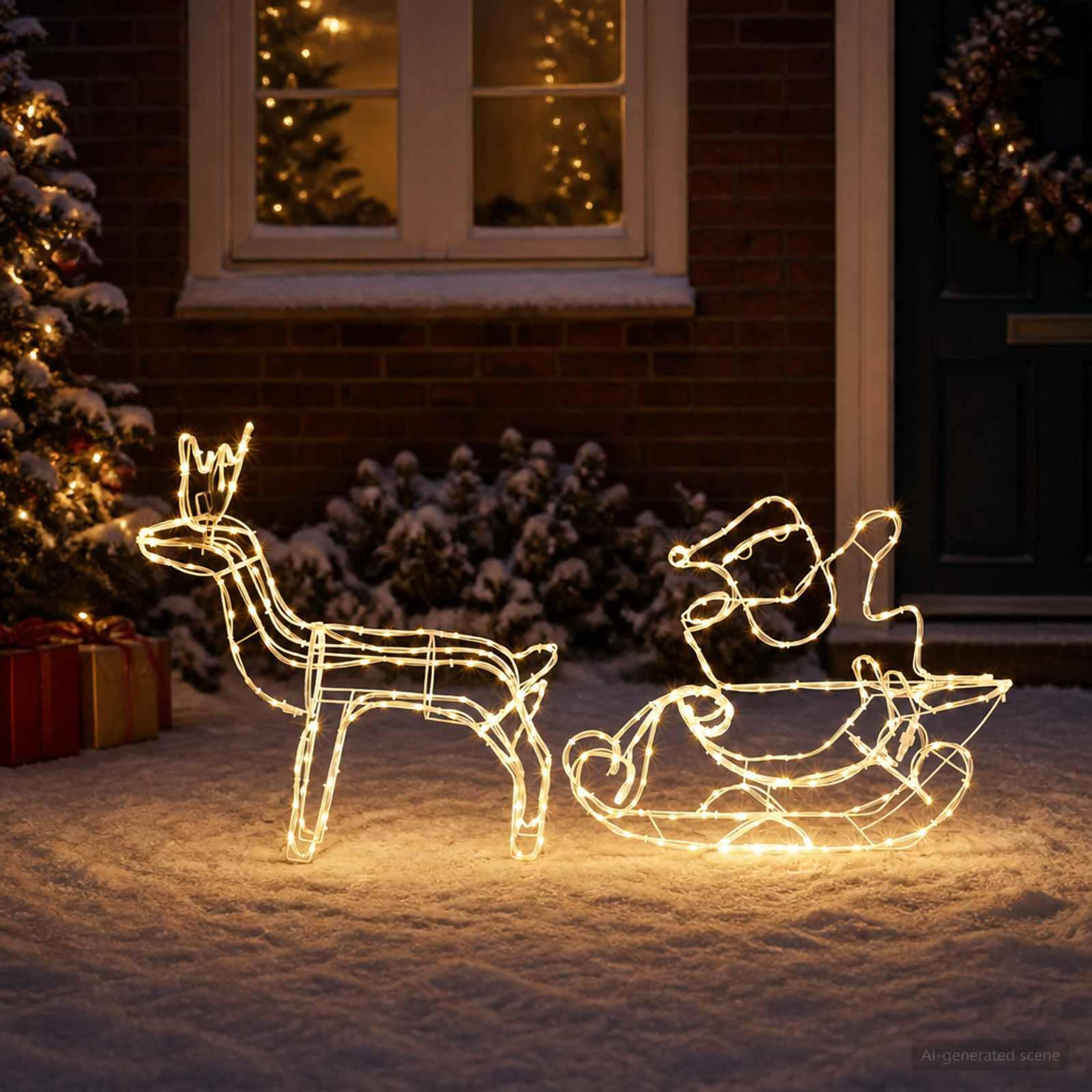 Voir la diapositive 4 : VIDAXL Decoration de Noël renne et traîneau LOVIISA 320 LED