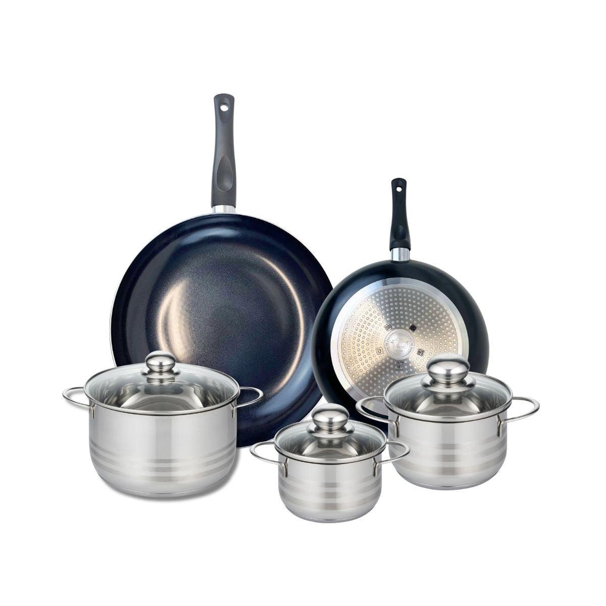 ELO Ensemble de 2 poêles de cuisson 24 et 32 cm et 3 faitouts 14, 16 et 20 cm elo prima brillant
