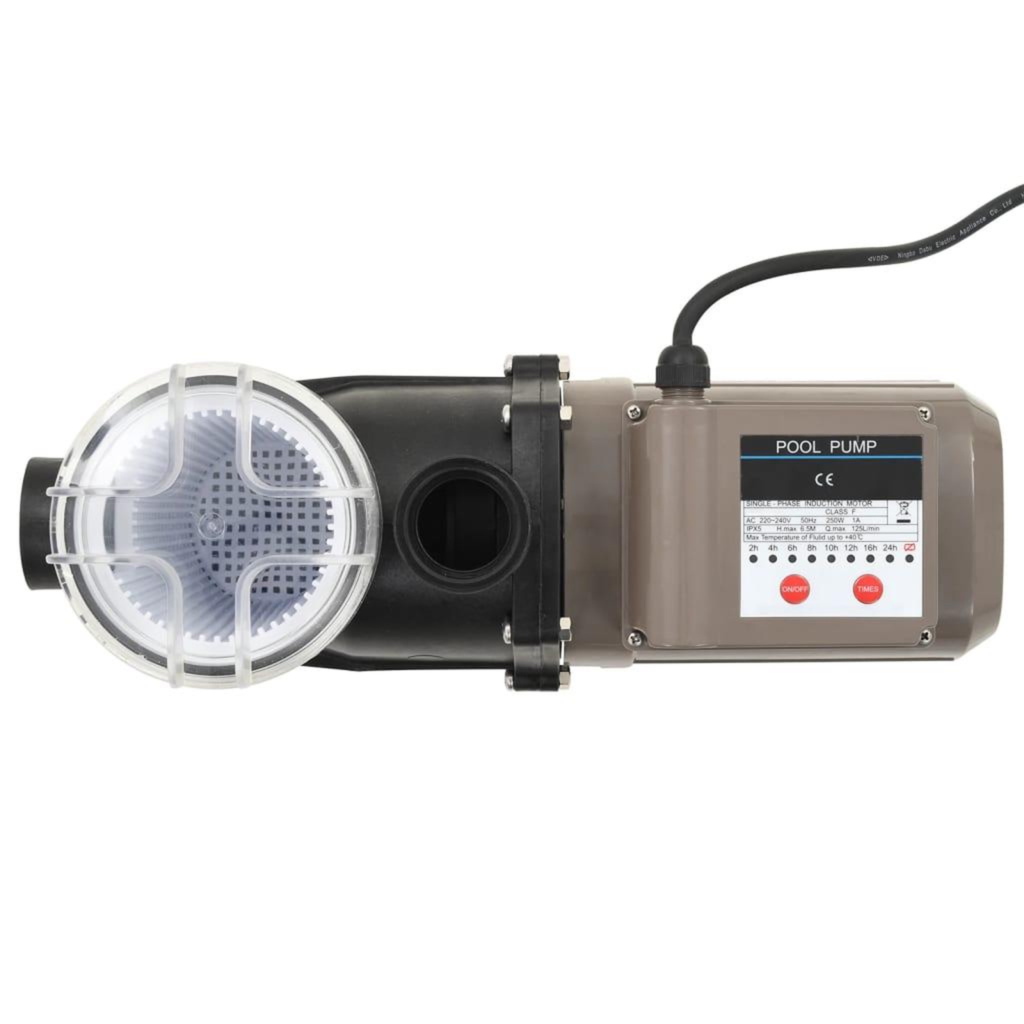 Voir la diapositive 4 : VIDAXL Pompe de piscine avec minuterie noir 0,25 ch  8000 l / h