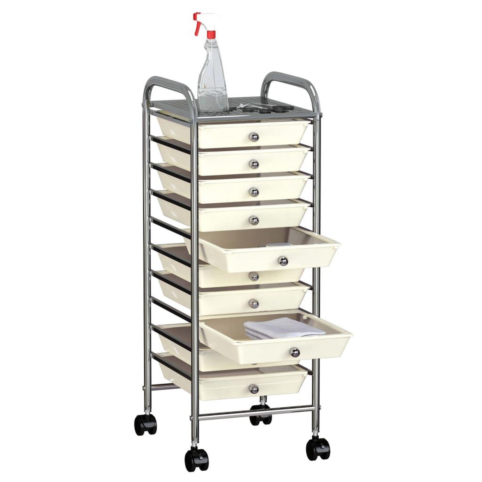 Voir la diapositive 2 : VIDAXL Chariot de rangement mobile a 10 tiroirs Blanc Plastique