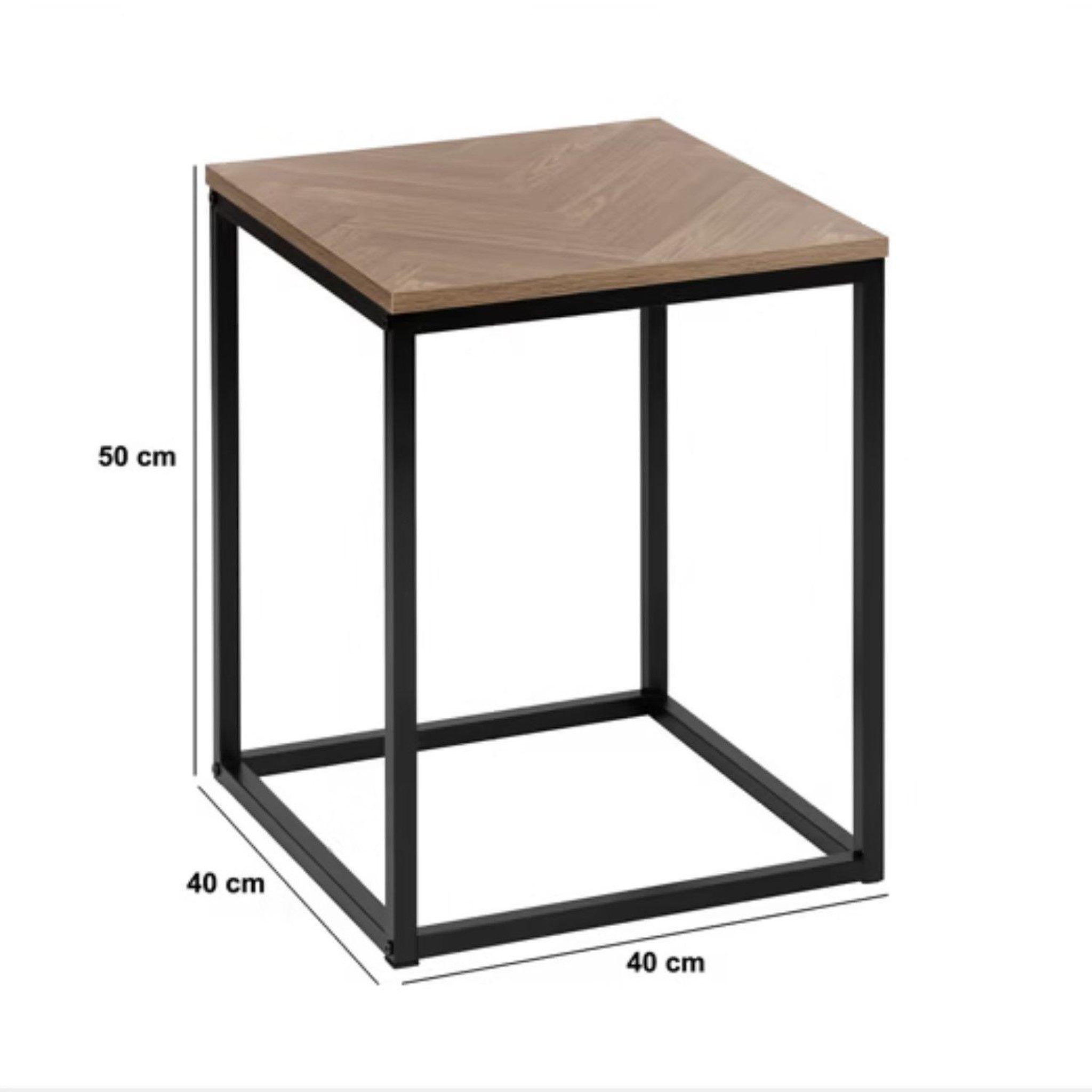 Voir la diapositive 3 : FIVE Bout de canapé en bois et métal chevrons - beige et noir