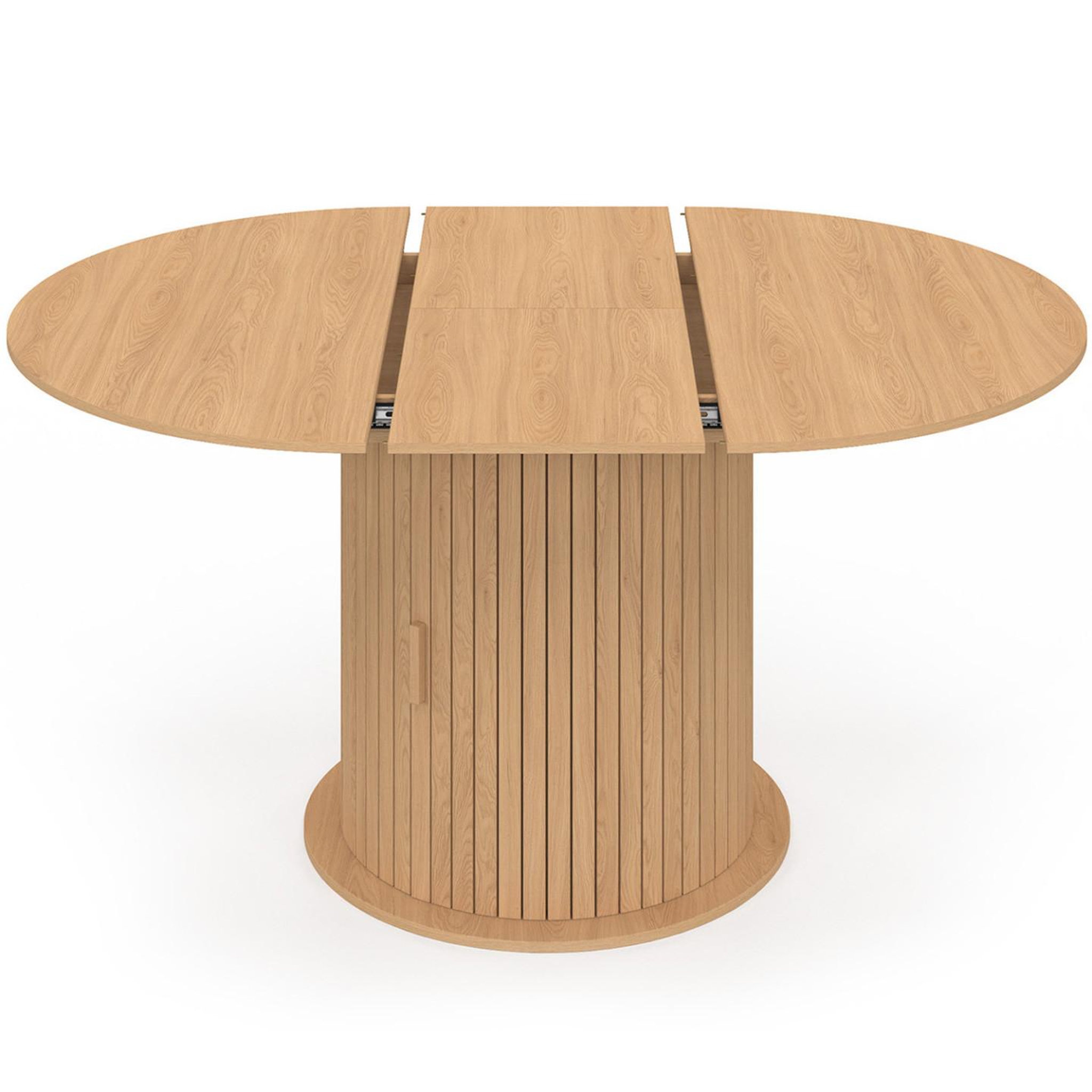 Voir la diapositive 3 : ID MARKET Table à manger extensible ronde juliette 4-8 personnes pied lattes avec rangement 110-150 cm