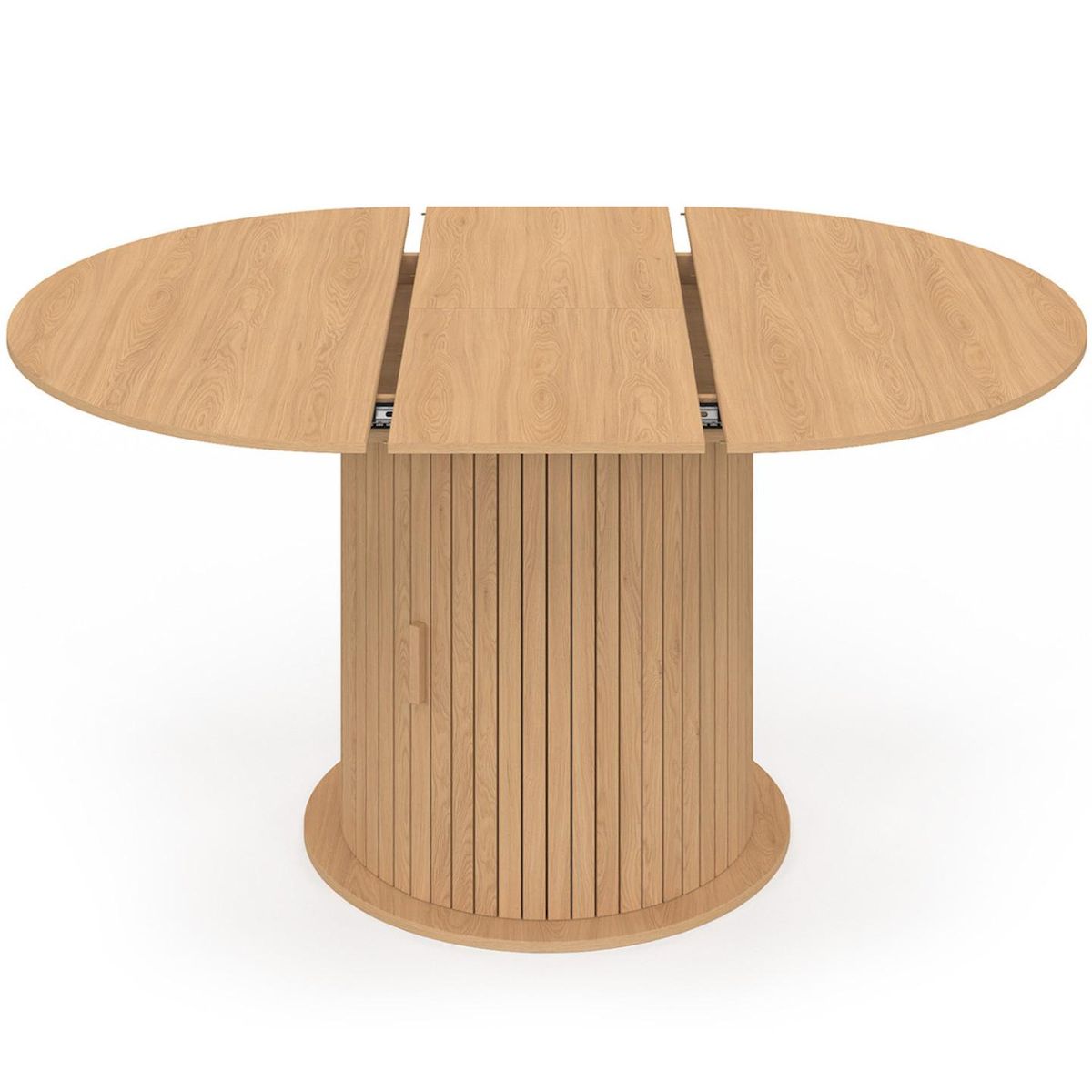 ID MARKET Table à manger extensible ronde JULIETTE 4-8 personnes pied lattes avec rangement 110-150 cm