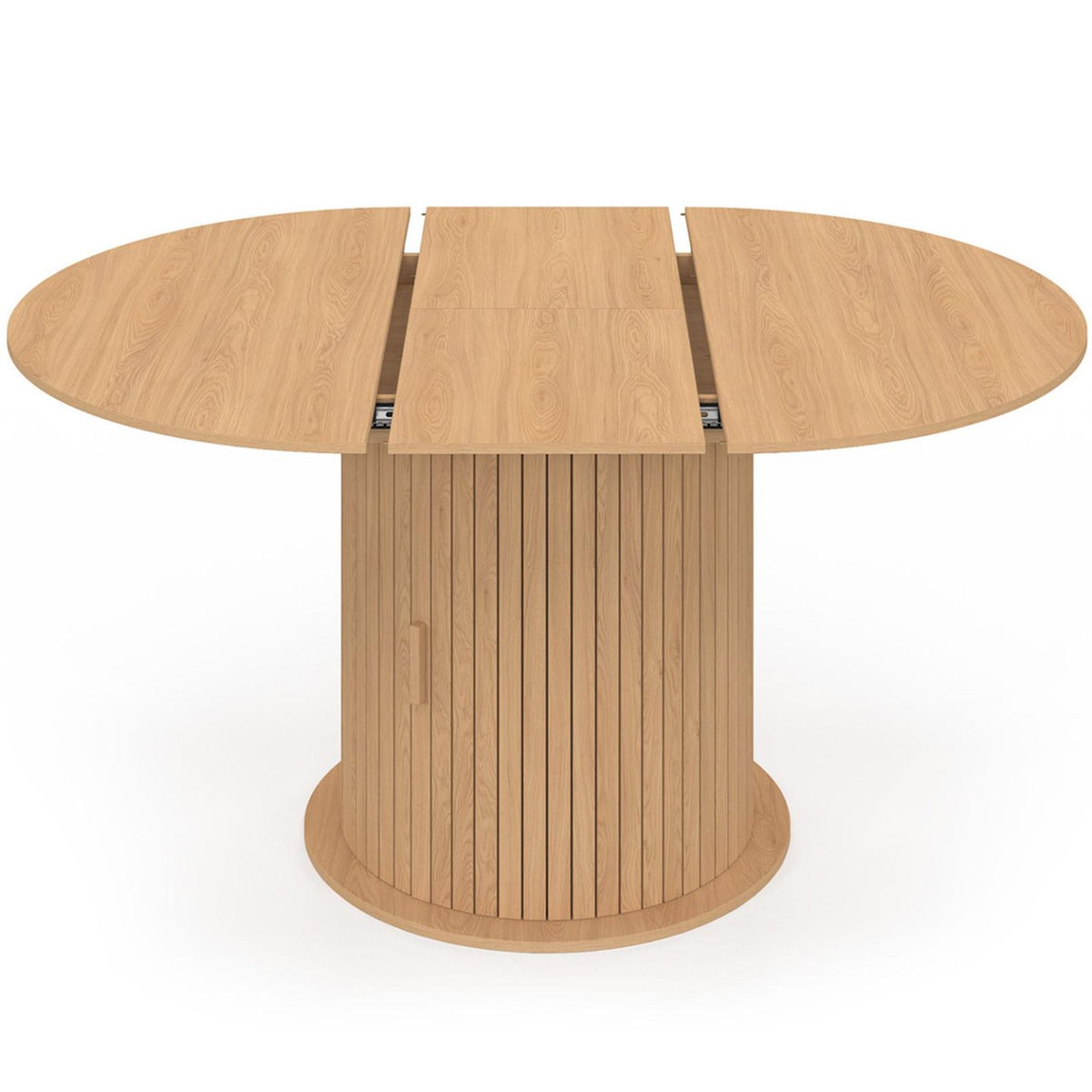 ID MARKET Table à manger extensible ronde JULIETTE 4-8 personnes pied lattes avec rangement 110-150 cm