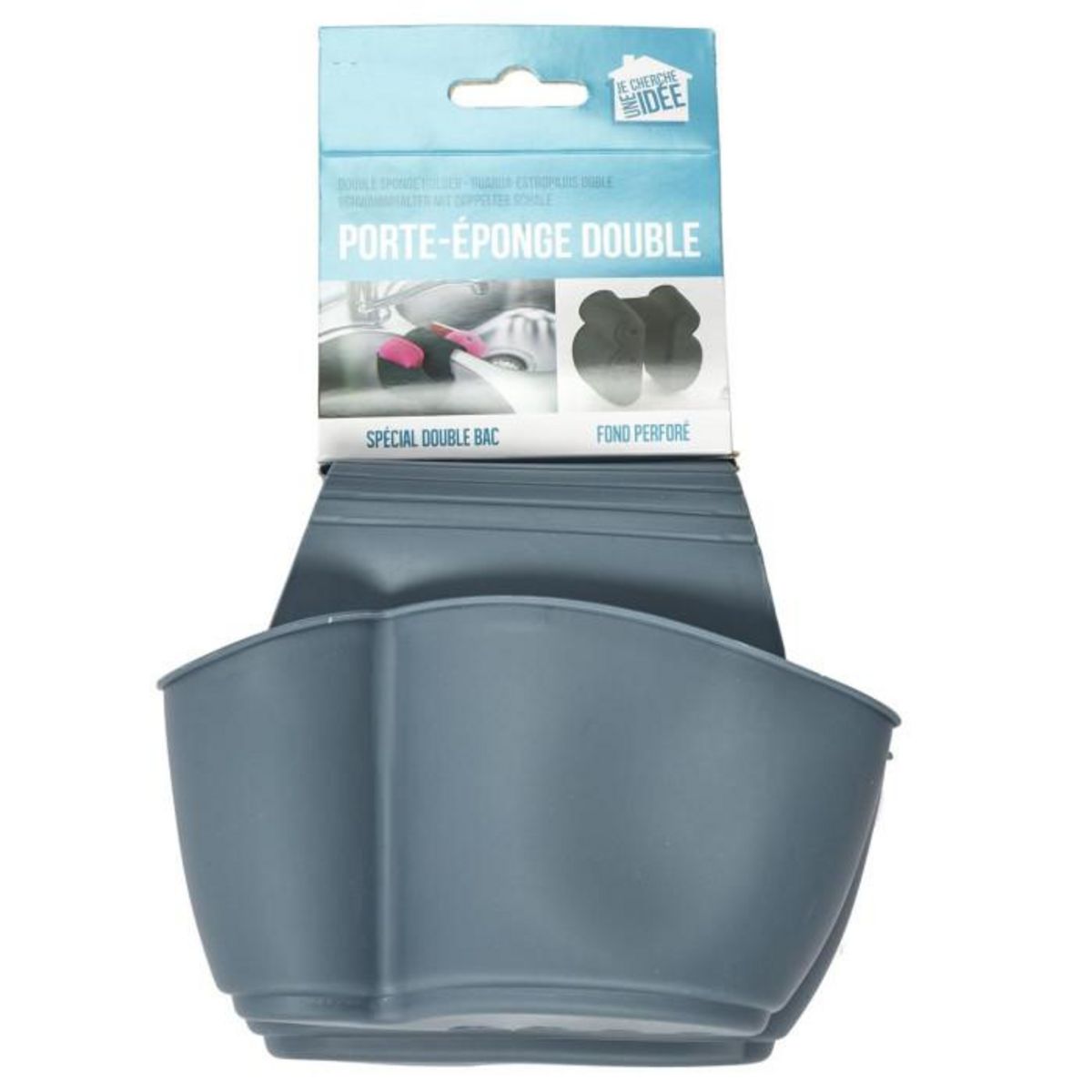 Paris Prix Porte-Éponges Double  Hygiène  14cm Gris