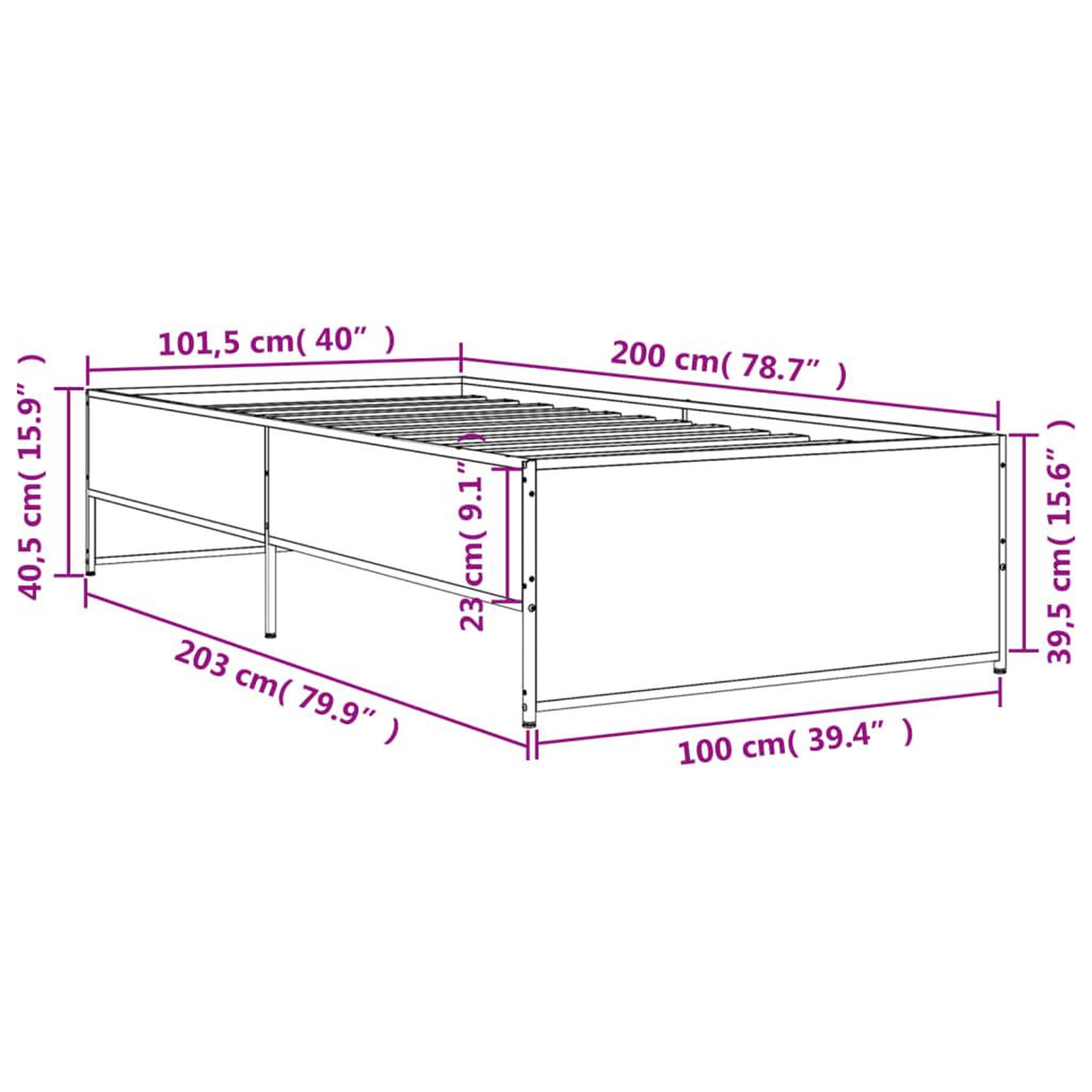 Voir la diapositive 6 : VIDAXL Cadre de lit sans matelas chene fume 100x200 cm