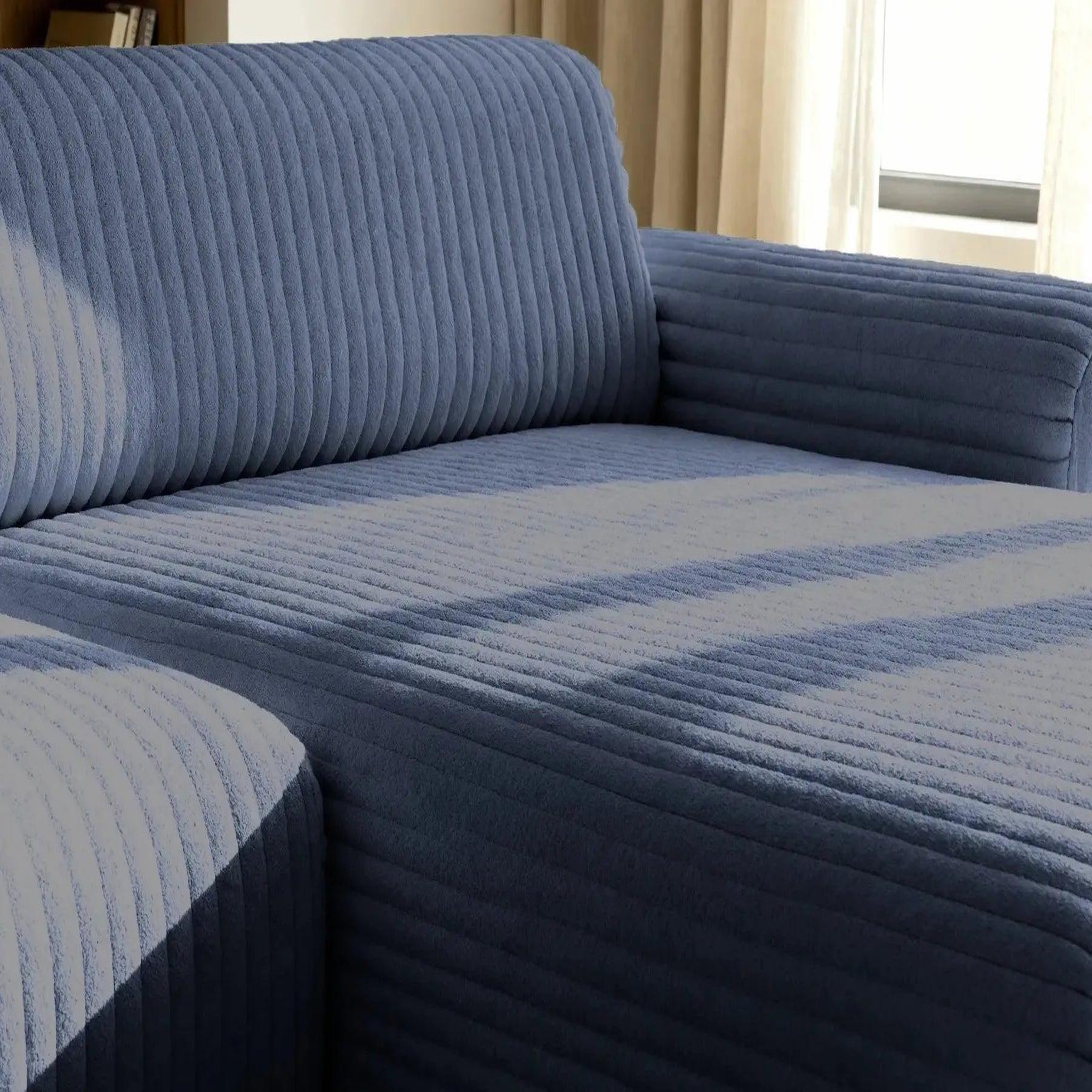 Voir la diapositive 5 : CASANOVA PARIS MILA - Canapé d'angle velours côtelé 3 places Droit