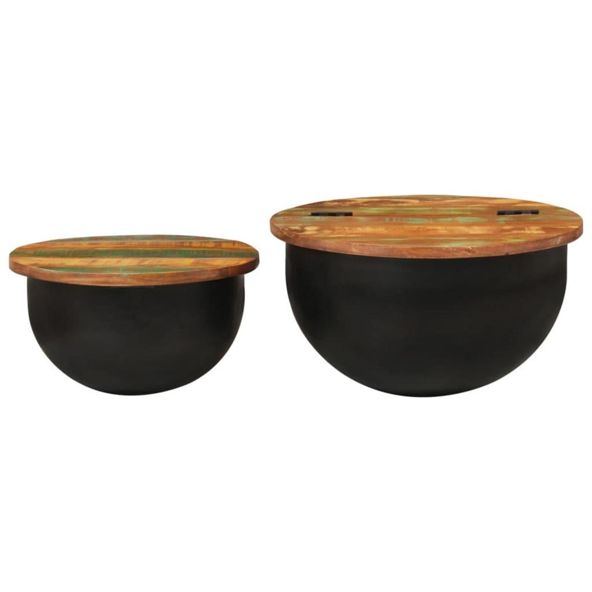 VIDAXL Ensemble de tables basses 2 pcs noir bois recuperation massif