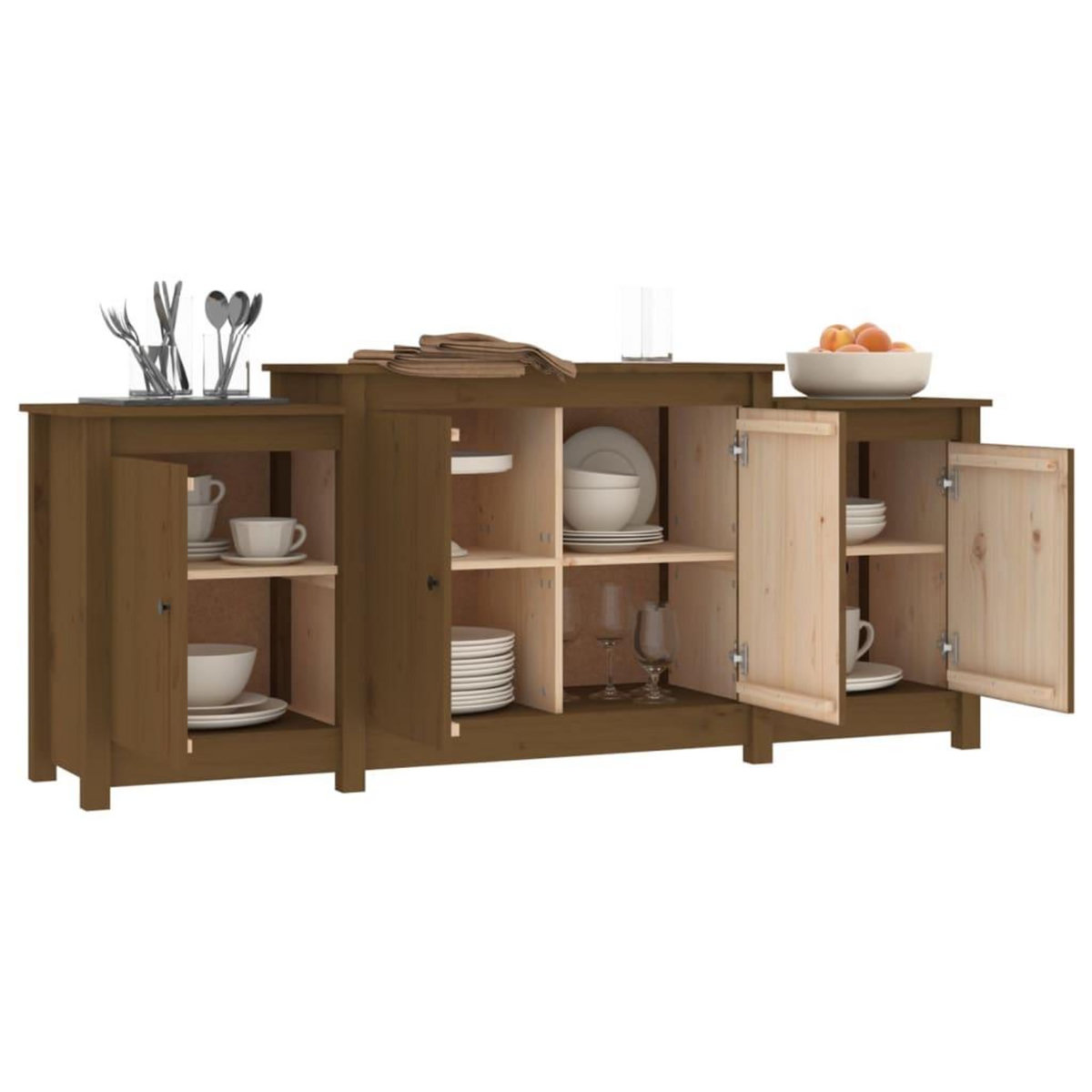 VIDAXL Buffet Marron miel 164x37x68 cm Bois massif de pin