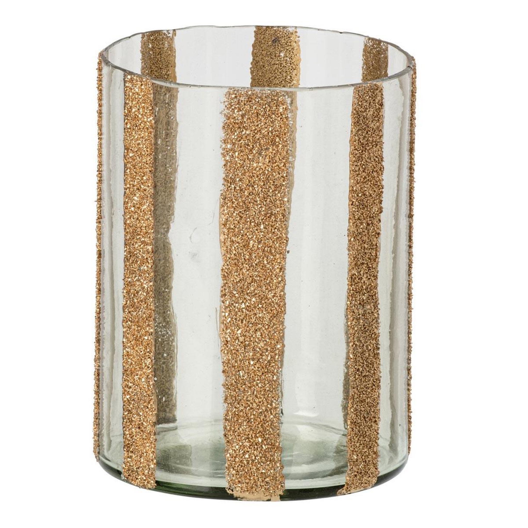 J-LINE Photophore Cylindrique en Verre  Torben  20cm Doré