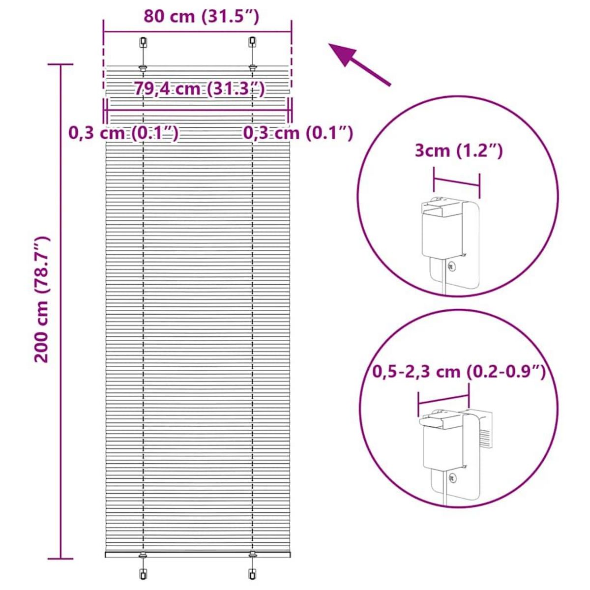 VIDAXL Store plisse anthracite 80x200 cm largeur du tissu 79,4 cm