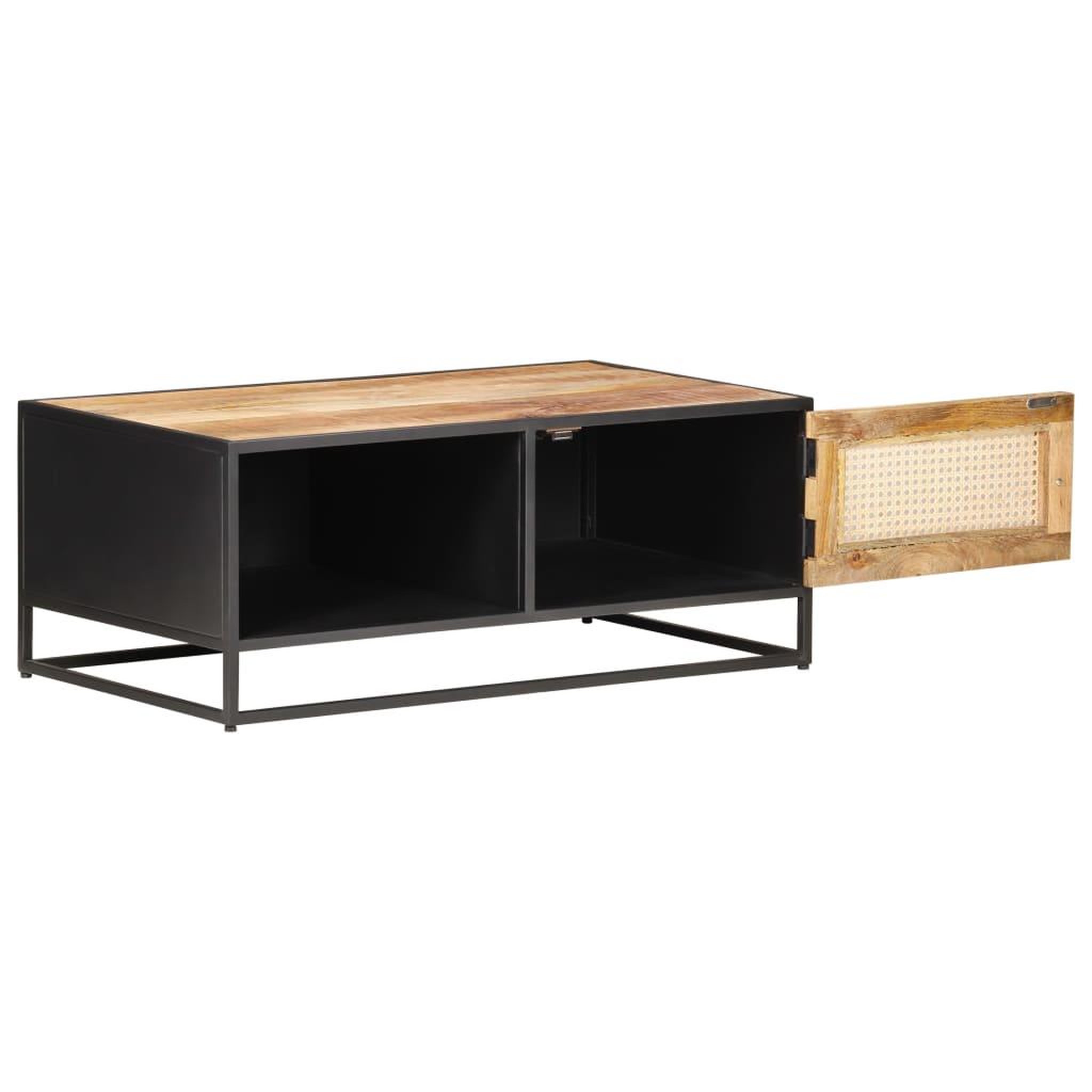 Voir la diapositive 2 : VIDAXL Table basse 90x50x35cm bois de manguier brut et canne naturelle