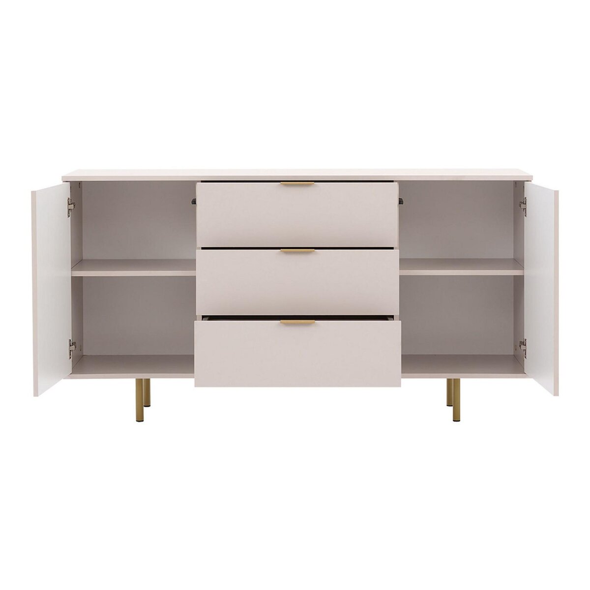 BEST MOBILIER Monica - buffet - beige - 3 tiroirs et 2 portes - 150 cm