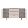 Voir la diapositive 2 : BEST MOBILIER Monica - buffet - beige - 3 tiroirs et 2 portes - 150 cm